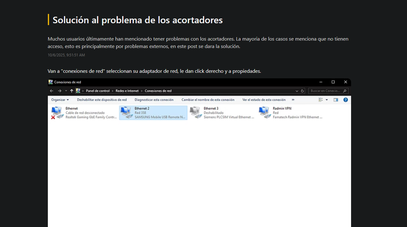 Solución al problema de los acortadores